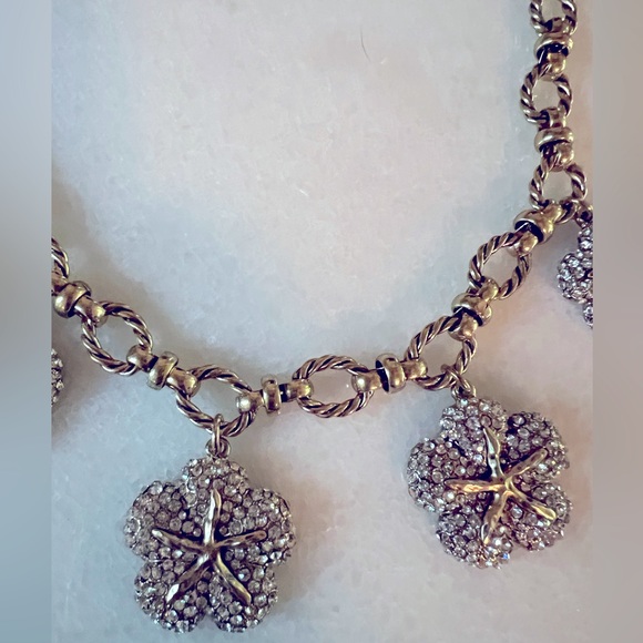 Sea Stars Rhinestones Bronze Necklace - Picture 4 of 8